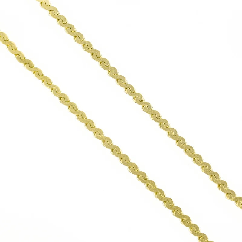 Ladies Necklaces with Arrow Spark-2mm Wide Serpentine Chain Necklace 25" in 18K Yellow Gold