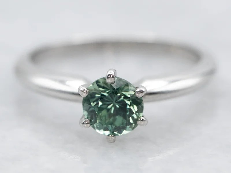 Ladies Asscher Cut Engagement Rings -Stunning Green Sapphire Solitaire Engagement Ring