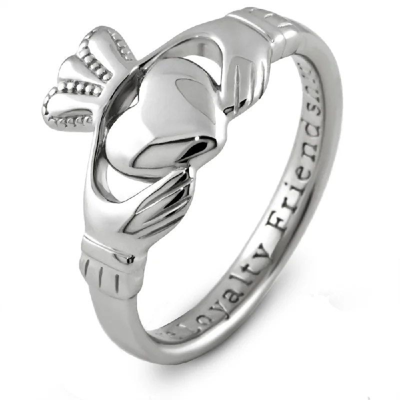 Ladies Marquise Shape Rings -Ladies 14K White Gold Claddagh Ring SL-14L92