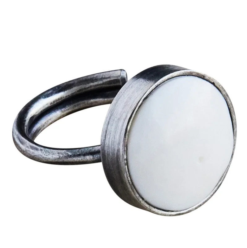 Ladies Silky Smooth Rings -Penny Ring, Silver, Bone