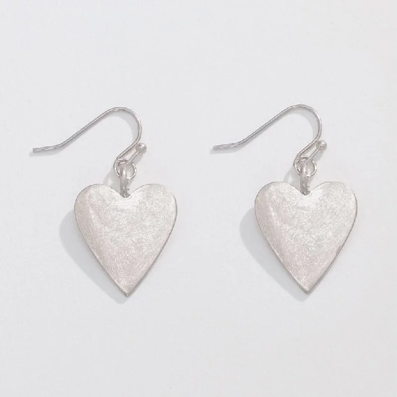 Ladies Butterfly Charm Earrings -Periwinkle by Barlow :  Brushed Silver Hearts - Earrings