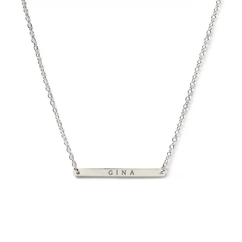 Ladies Necklaces Fine Charm-Thin Bar Engraved Necklace