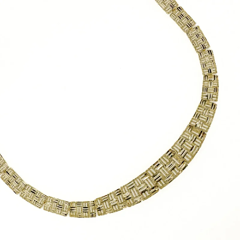 Ladies Necklaces with Pure Okenite-15.5" Fashion Gold Necklace in 14K Yellow Gold