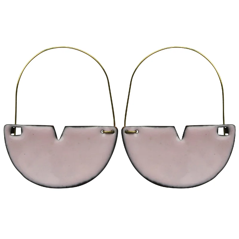 Ladies Everyday Wear Rings -Earring - Cleft Half Circle, Pink