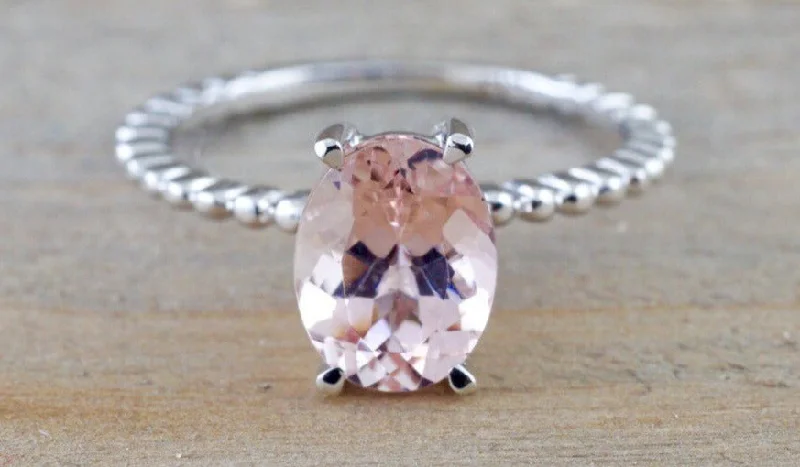 Ladies Winter Frost Rings -Morganite Bead Ring