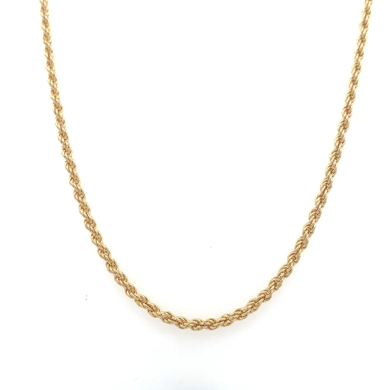 Ladies Necklaces with Red Pyroxmangite-Estate 30" Solid Rope Necklace in Yellow Gold