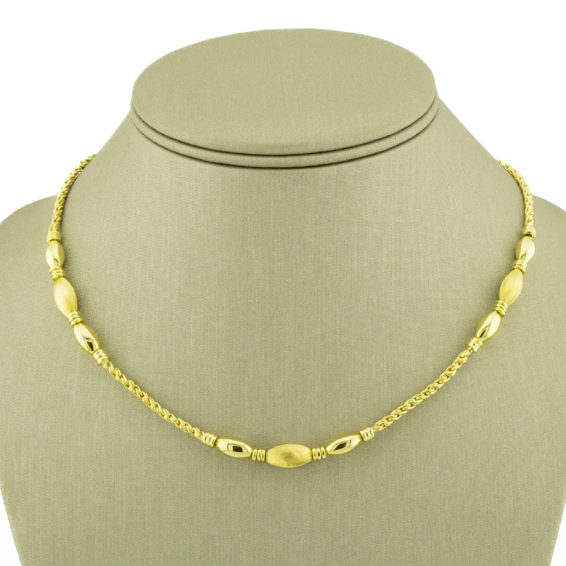 Ladies Necklaces with Grey Pollucite-Chiampesan Fashion 16" Necklace in 18K Yellow Gold