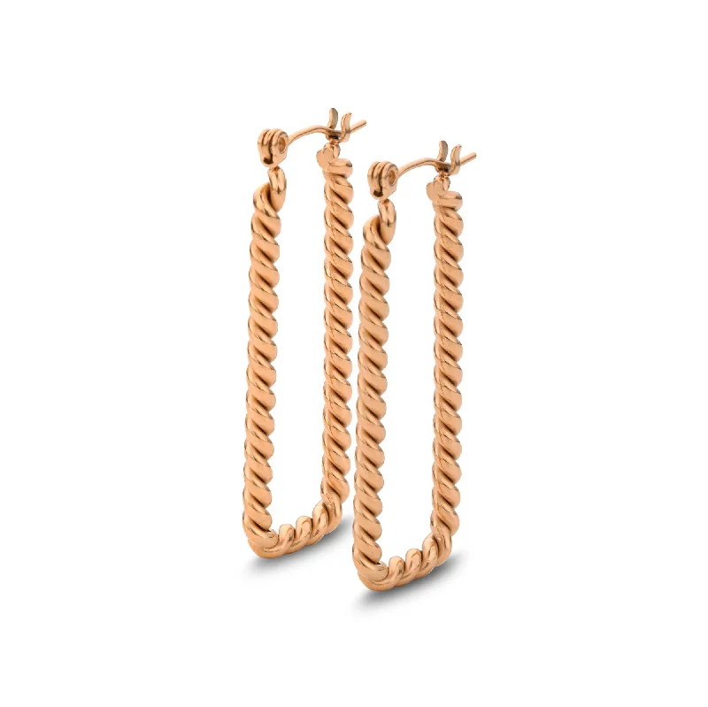 Ladies Bar Set Rings -Rope earring rosé gold