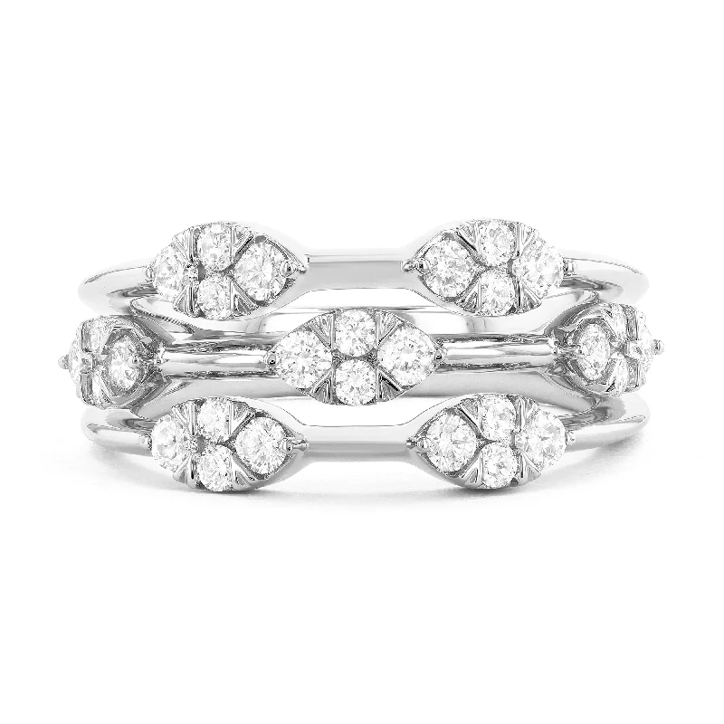 Ladies Family Crest Rings -Robert Irwin Couture Fiori Marquise Shaped Multi Row Fashion Ring