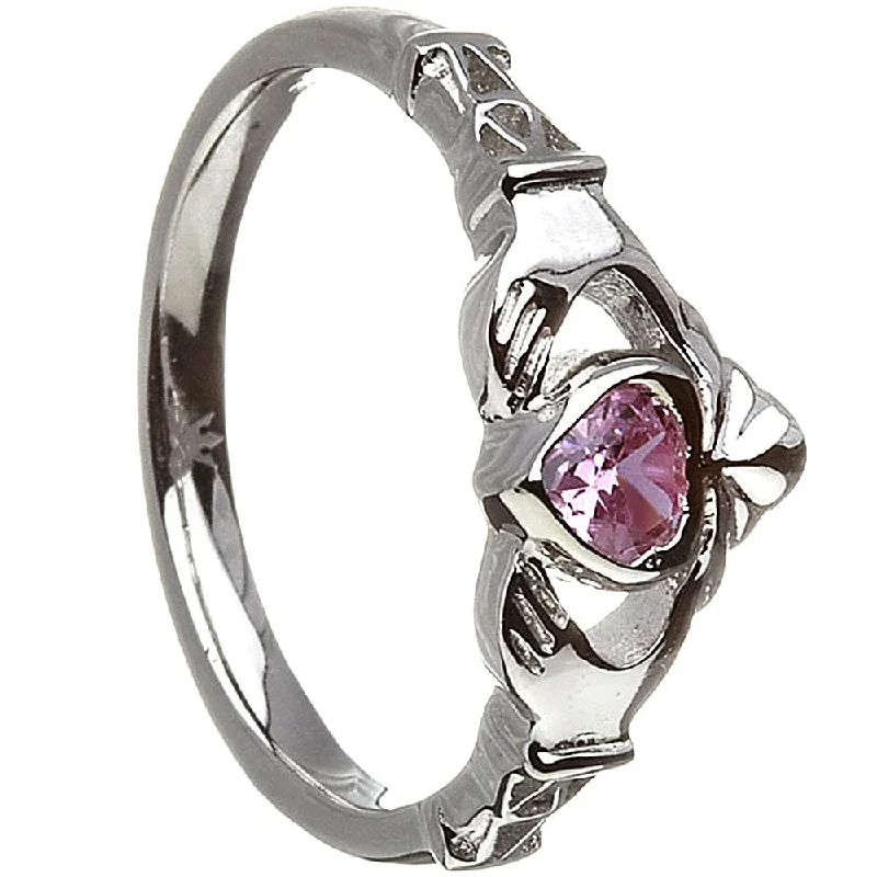 Ladies Soft Tone Rings -Retired OCTOBER Birthstone Silver Claddagh Ring LS-BSRV2-10