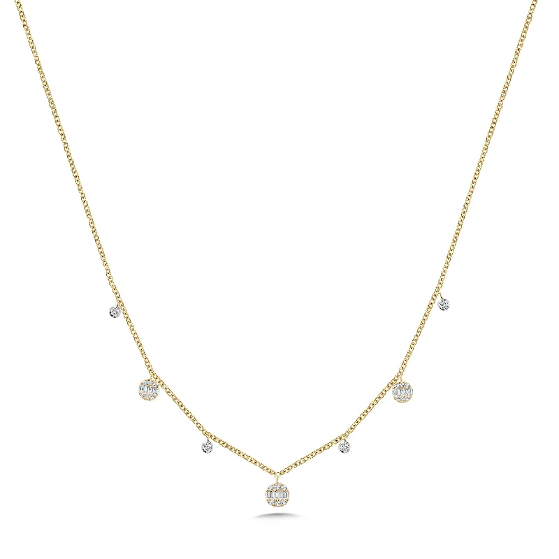 Ladies Necklaces with Heart Spark-Diamond Drop Station Necklace in Two-Tone Gold