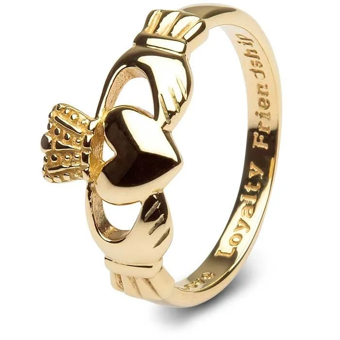 Ladies Vivid Color Rings -MENS 10K Yellow Gold Claddagh Ring SMG-10G7 MADE IN IRELAND!