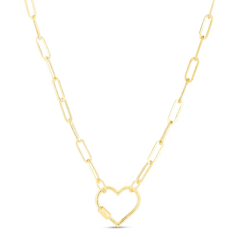 Ladies Necklaces for Work Glow-14K Heart Carabiner Paperclip Necklace