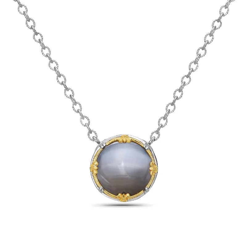 Ladies Necklaces for Photo Glow-Gray Moonstone Necklace in Two-Tone Gold by Anatoli