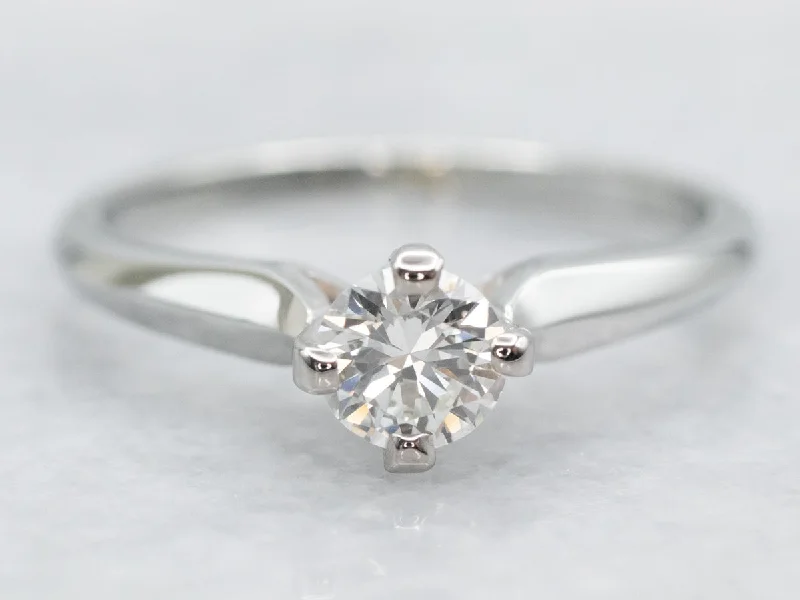 Ladies Smooth Engagement Rings -Four Prong Diamond Solitaire Engagement Ring