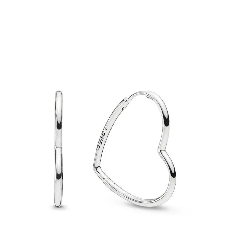 Ladies Summer Vibe Earrings -PANDORA : Asymmetric Hearts of Love Hoop Earrings