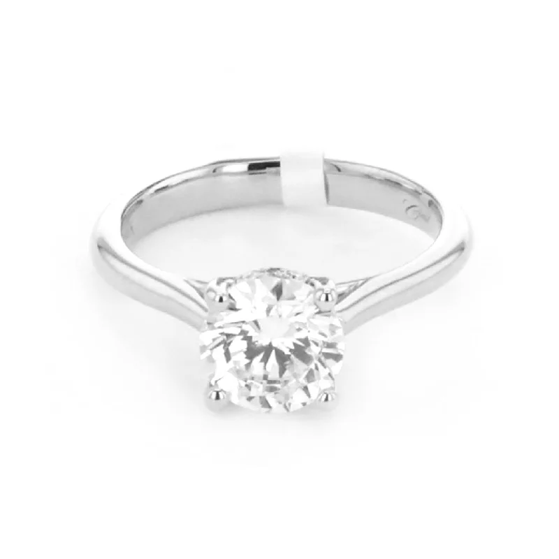 Ladies Tension Set Engagement Rings -0.06 ctw Diamond Hidden Halo Engagement Ring