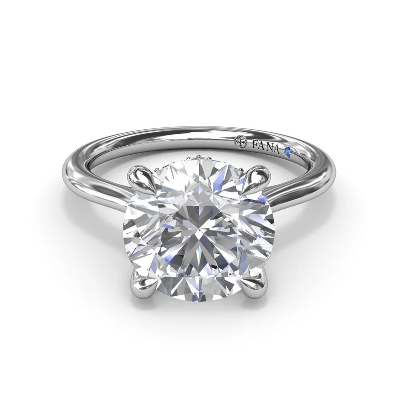 Ladies Channel Set Engagement Rings -Classic Hidden Halo Diamond Engagement Ring S4093