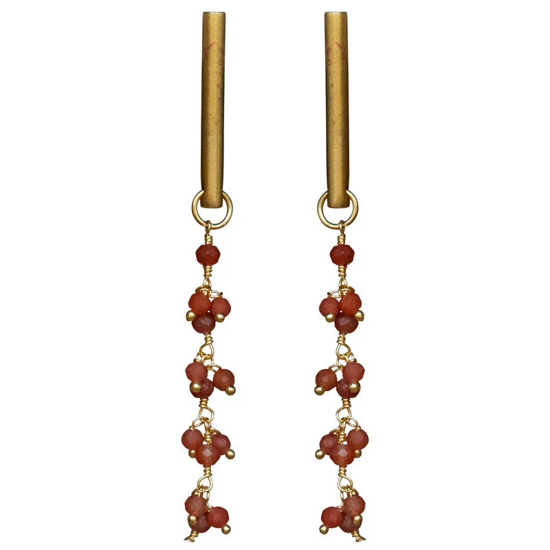 Ladies Group Unity Rings -Vail Earring w/ Dangling Chain, Carnelian