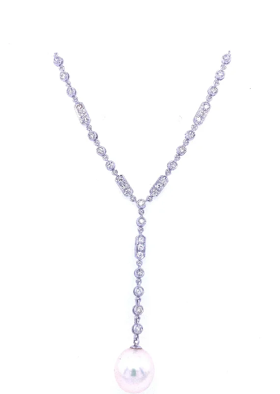 Ladies Necklaces with Sky Celestite-Art Deco Diamond Pearl Necklace Pendant