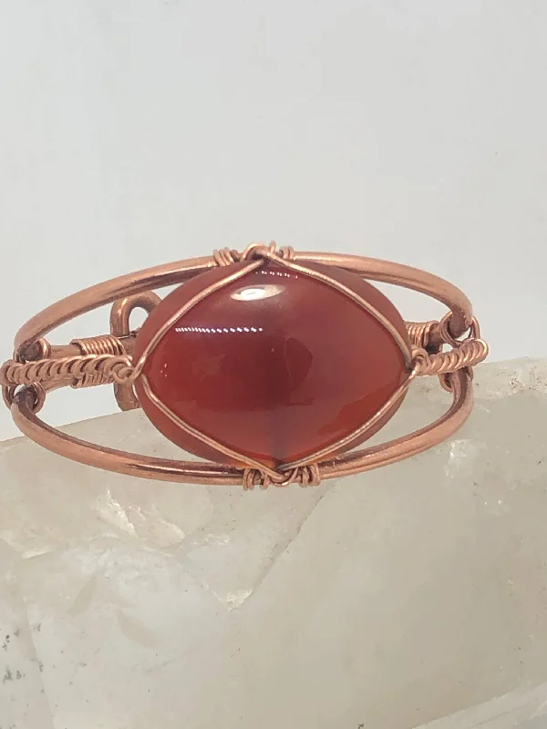 Ladies Bracelets Always Glow-Carnelian  Copper Bracelet Wire wrapped Handmade