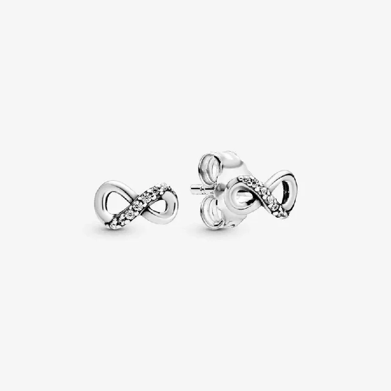 Ladies Cosmic Wave Earrings -PANDORA : Sparkling Infinity Stud Earrings