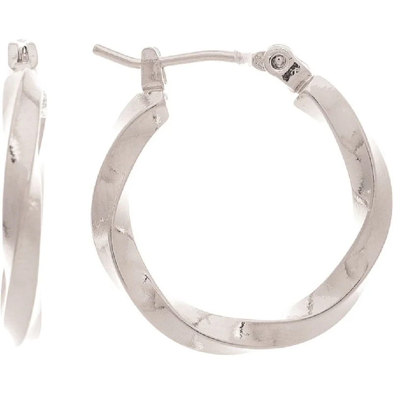 Ladies Enchanted Forest Earrings -Rain : Silver 14k Plated Hypoallergenic Twisty Wire .75" Hoop Earrings