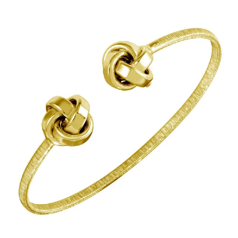 Ladies Bracelets for Girl Shine-Gold Plated 925 Sterling Silver Knot Cuff Bracelets - ARB00050GP