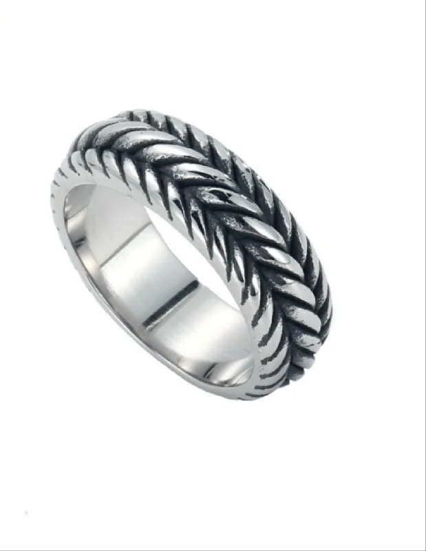 Ladies Aged Metal Rings -Stainless Steel Twisted Ring