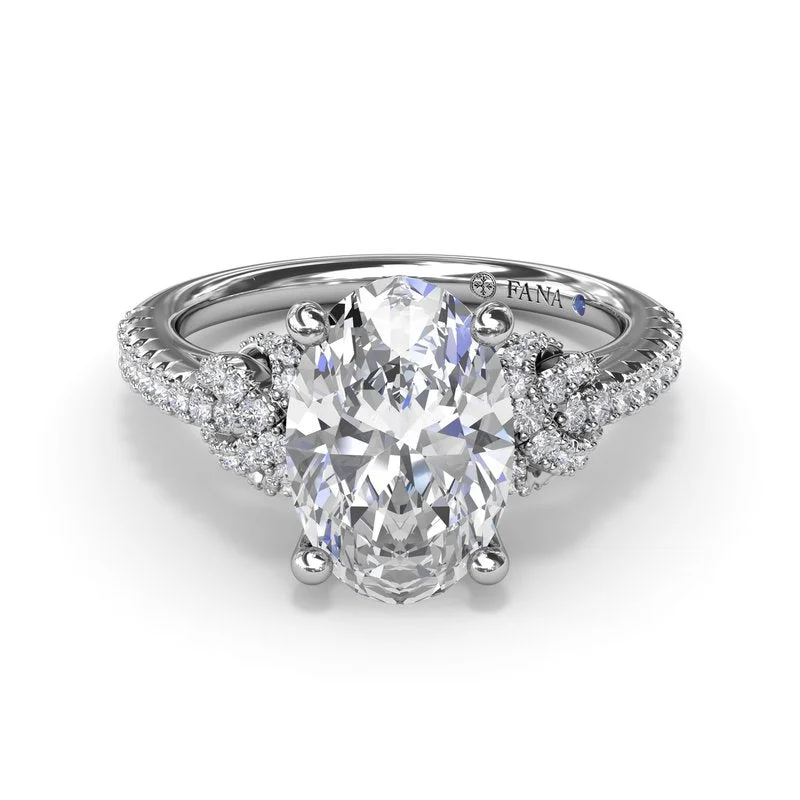 Ladies Futuristic Engagement Rings -Oval Love Knot Diamond Engagement Ring S4235