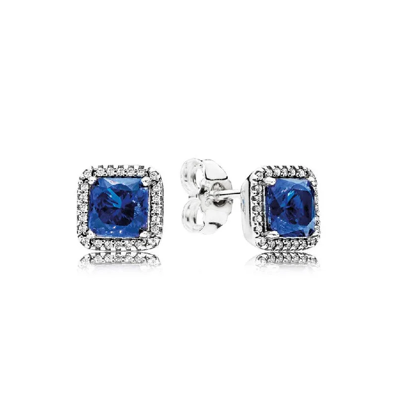 Ladies Pearl Stud Earrings -PANDORA : Timeless Elegance True Blue Earrings