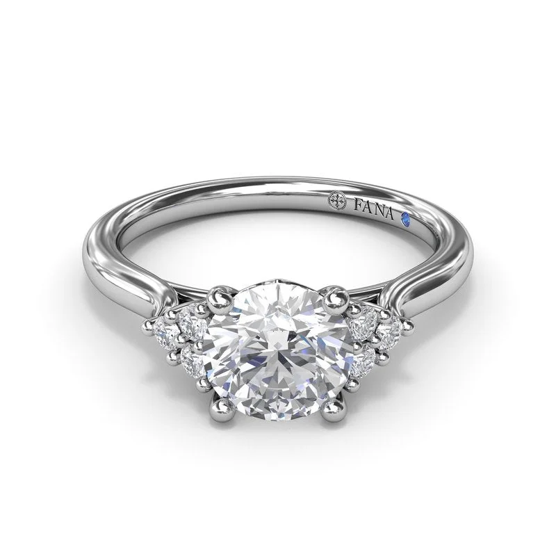 Ladies Monochrome Engagement Rings -Sophisticated Side Cluster Diamond Engagement Ring S4167