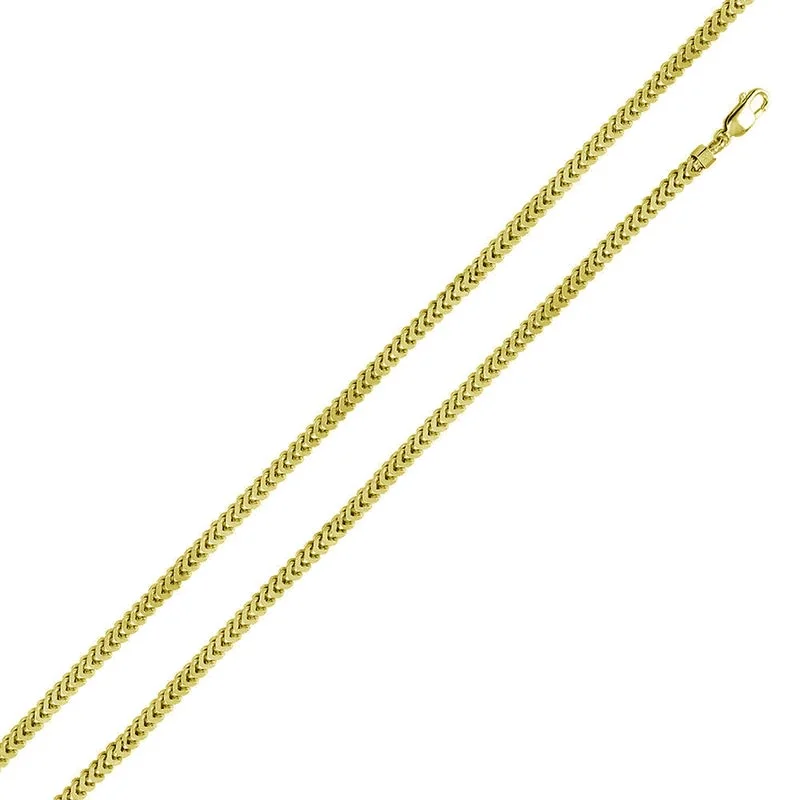 Ladies Bracelets with Fringe Glow-Gold Plated 925 Sterling Silver Hollow Franco Chain or Bracelet 4.1mm - CHHW100 GP