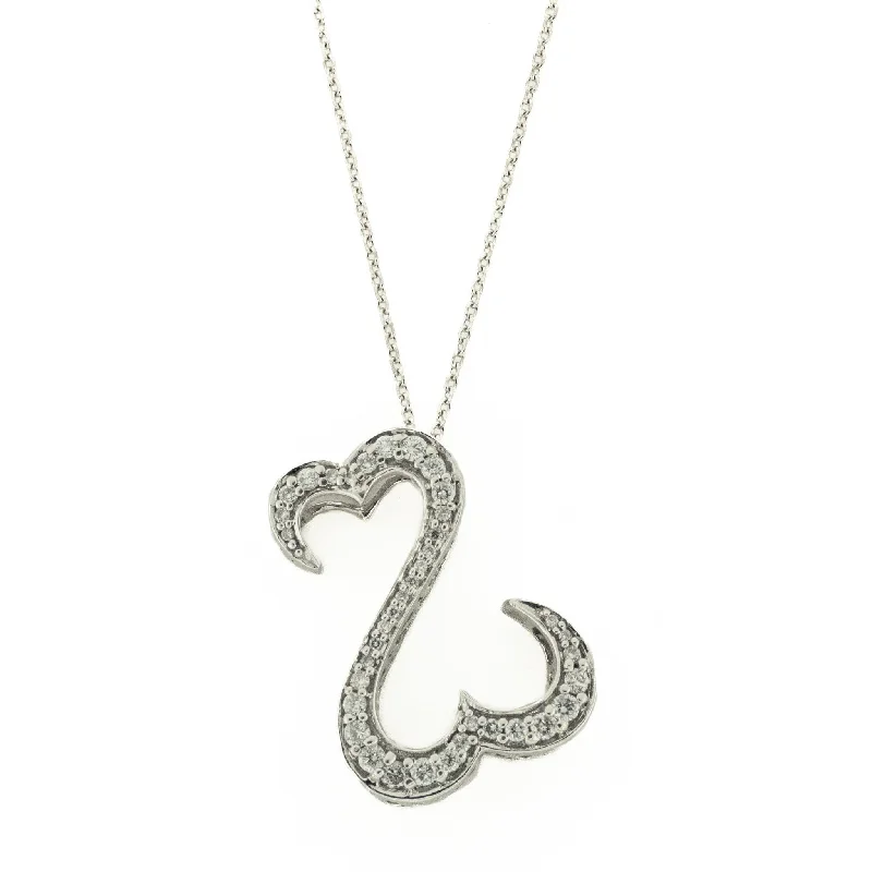 Ladies Necklaces for Mentor Spark-Jane Seymour Open Hearts Diamond Pendant & Chain Necklace in 14K White Gold