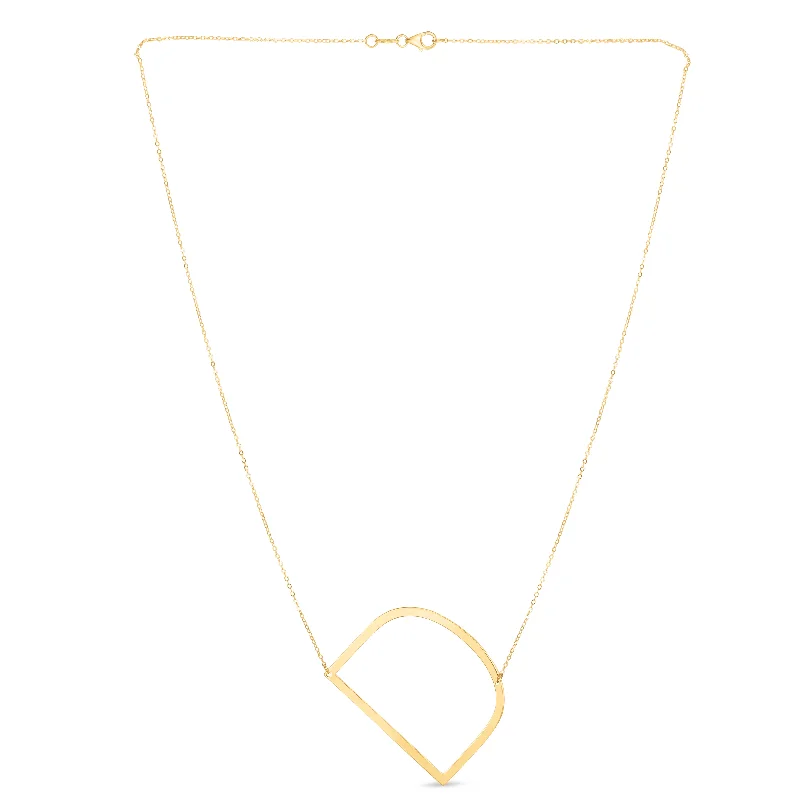 Ladies Necklaces with Coral Kornerupine-14K Gold Large Initial D Necklace