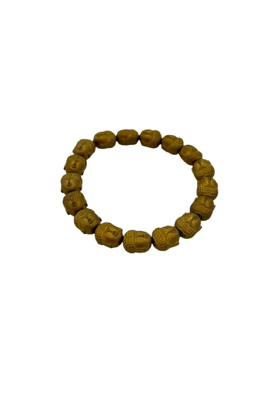 Ladies Bracelets with Striped Agate-Buddha Bracelet - Gold