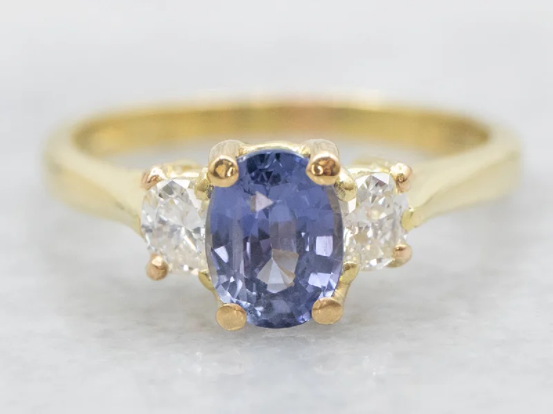 Ladies Birthstone Engagement Rings -Modern Sapphire and Diamond Engagement Ring