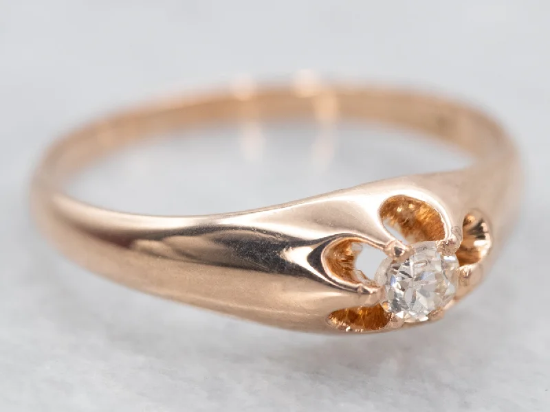 Ladies Topaz Engagement Rings -Pretty Rose Gold Old Mine Cut Diamond Buttercup Engagement Ring