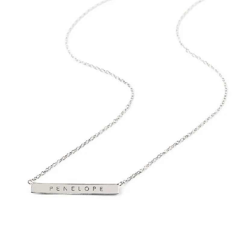 Ladies Necklaces with Pink Tourmaline-Name Bar Necklace