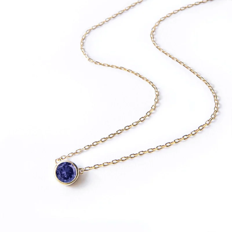 Ladies Necklaces Curved Shine-Gemstone Solitaire Necklace Blue