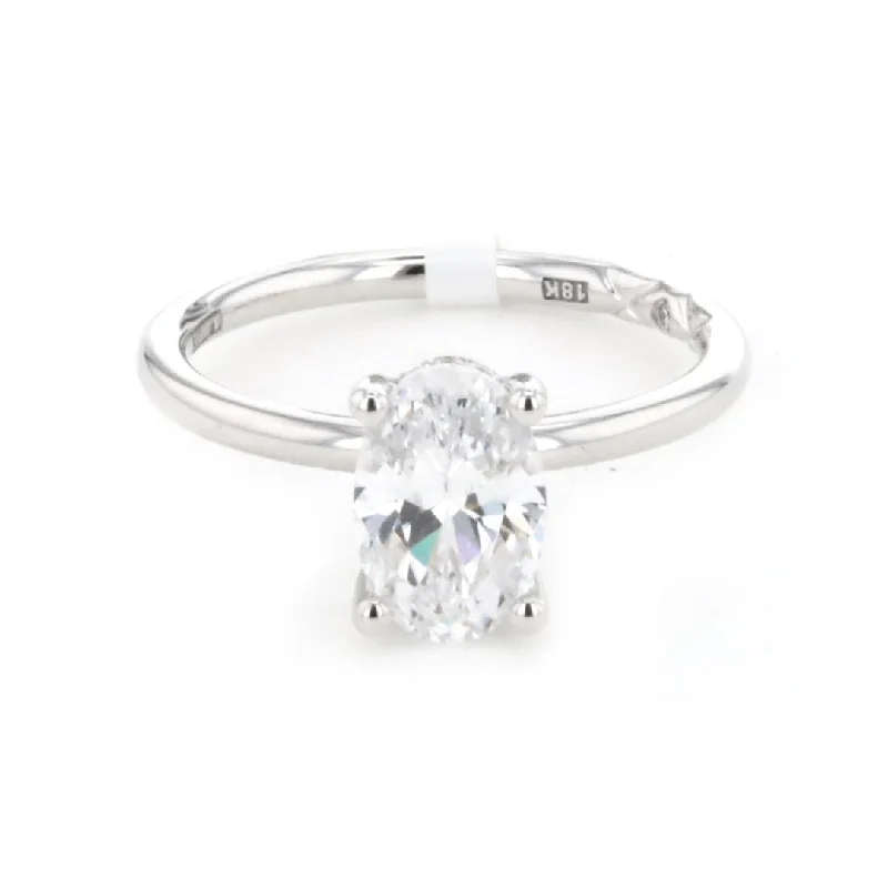 Ladies Smooth Engagement Rings -0.08 ctw Diamond Hidden Halo Engagement Ring