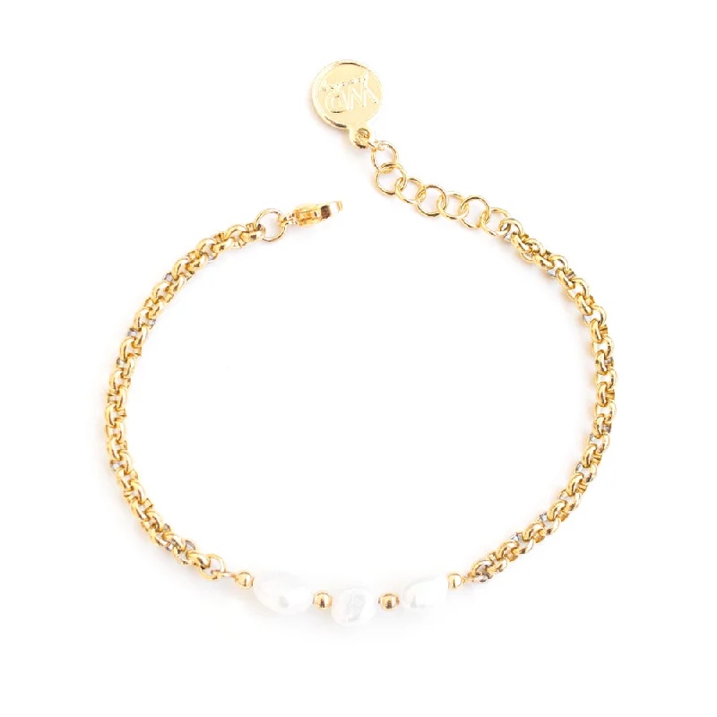 Ladies Bracelets with White Leucite-Ivory Gold Bracelet