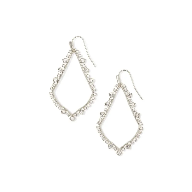 Ladies Aged Metal Earrings -Kendra Scott : Sophee Crystal Drop Earrings in Silver