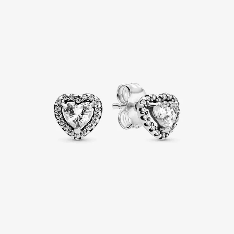 Ladies Moon Phase Earrings -PANDORA : Elevated Heart Stud Earrings