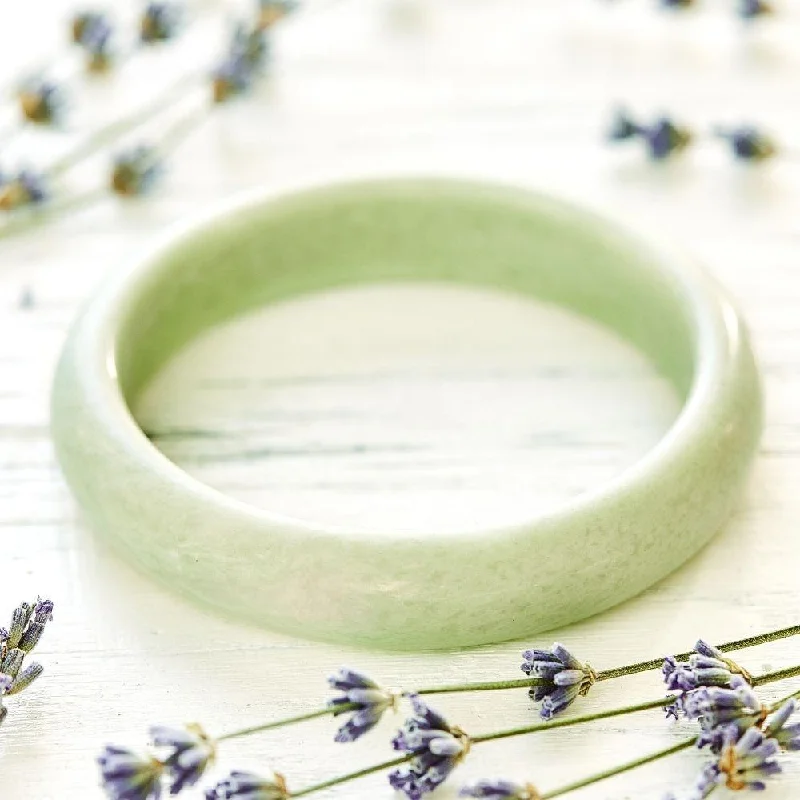 Ladies Bracelets with Grey Pollucite-Natural Green Jade Bangle