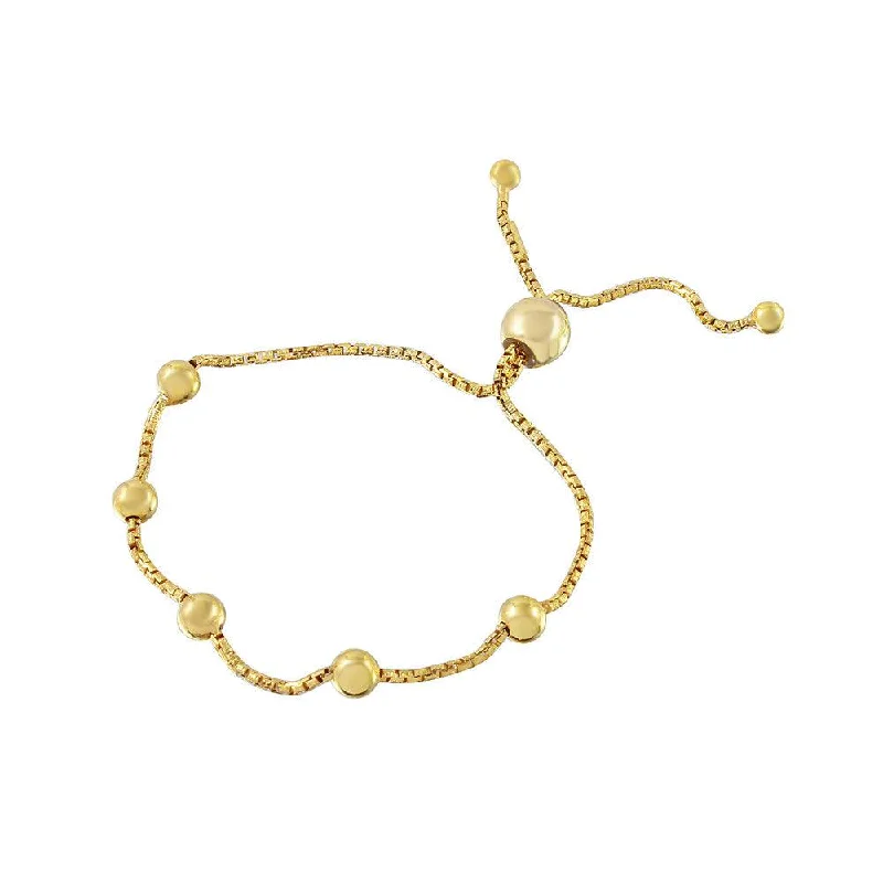 Ladies Bracelets with Compass Spark-Silver 925 Gold Plated 8 Beaded Italian Lariat Bracelet - ARB00017GP