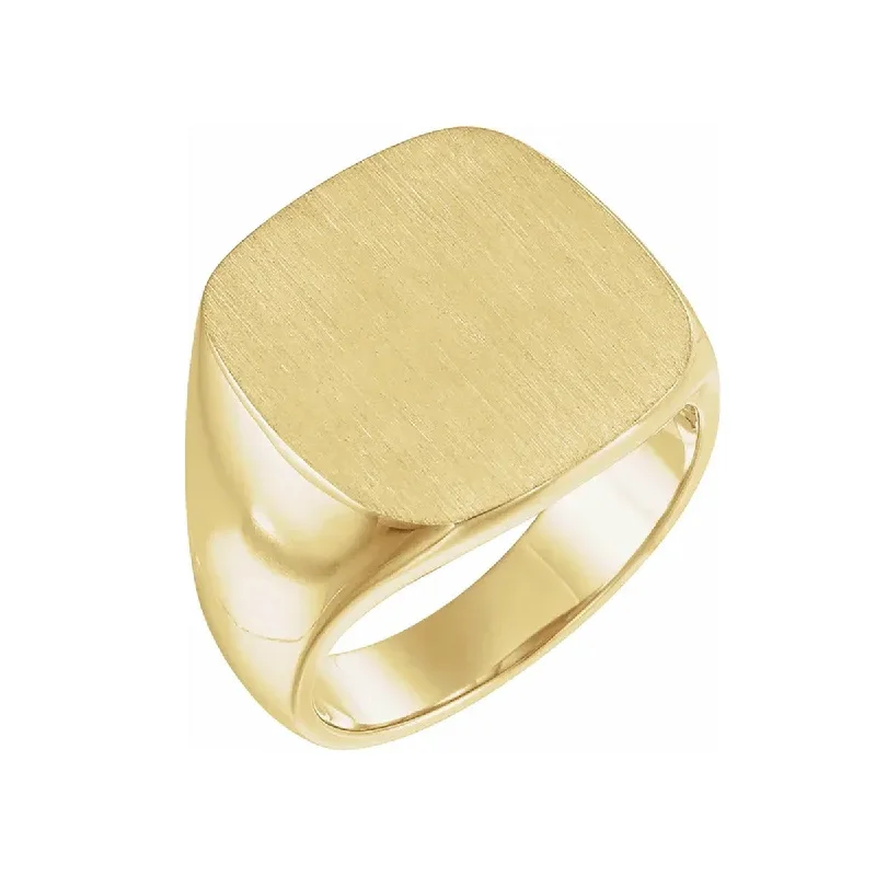 Ladies Punk Edge Rings -14K Yellow 18x18mm Square Signet Ring