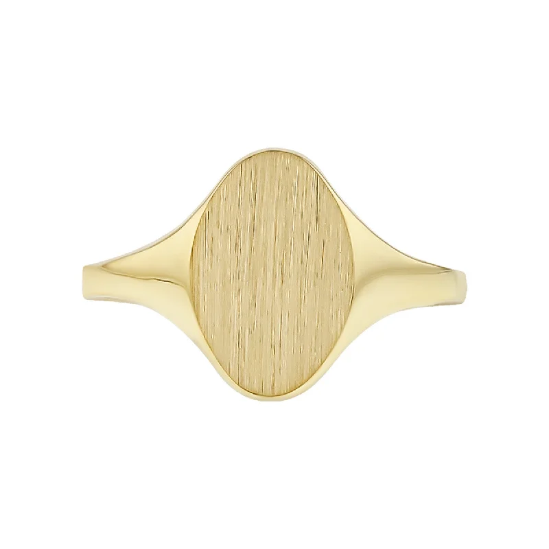 Ladies Inscribed Rings -14K Yellow Gold Oval Signet Ring