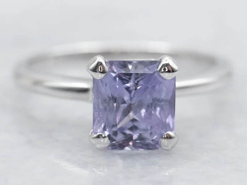 Ladies Cluster Engagement Rings -Platinum Purple Sapphire Solitaire Engagement Ring