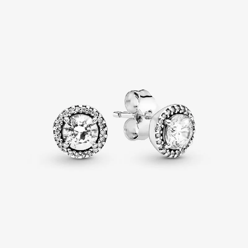 Ladies Uplifting Earrings -PANDORA : Round Sparkle Stud Earrings